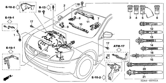 2003 Honda Accord Wire Harness, Engine Diagram for 32110-RCA-A50