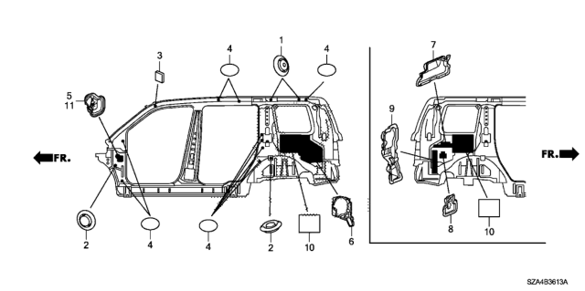 2012 Honda Pilot Panel, Absorber Side Diagram for 74519-SZA-A00