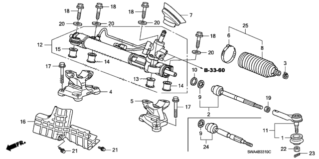 2010 Honda CR-V End, Tie Rod Diagram for 53540-SXS-A02