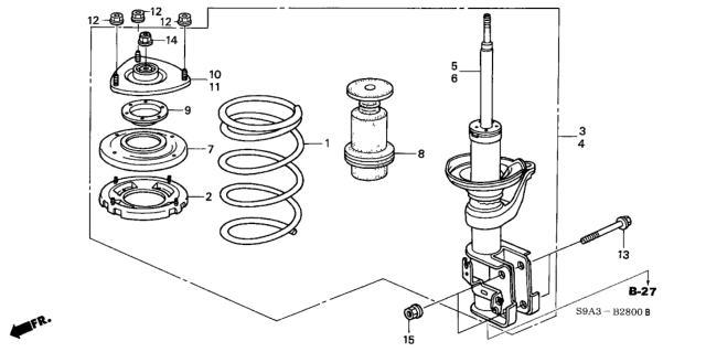 2005 Honda CR-V Shock Absorber Assembly, Right Front Diagram for 51601-S9A-A34