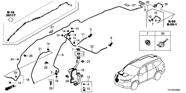 2016 Honda Pilot Bush, Level Sensor Diagram for 76809-TZ5-000