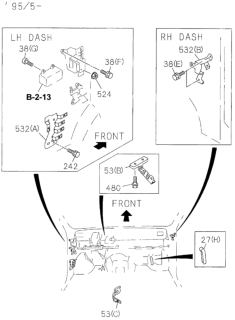 1997 Honda Passport Wiring Harness Clips (Lower Dash II) Diagram