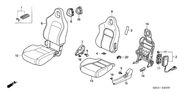 2002 Honda Civic Pad Assembly, Left Front Seat Cushion Diagram for 81532-S5T-G41