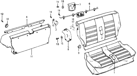 1978 Honda Accord Rear Seat Components Diagram