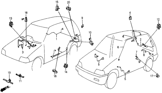 1985 Honda Civic Wire Harness, Instrument Diagram for 32117-SD9-670