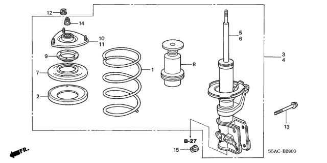2005 Honda Civic Shock Absorber Unit, Right Front Diagram for 51605-S5A-C21