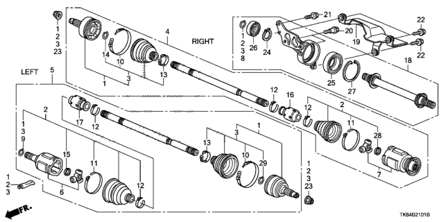 2011 Honda Fit Boot Set, Inboard Diagram for 44017-TF6-N11