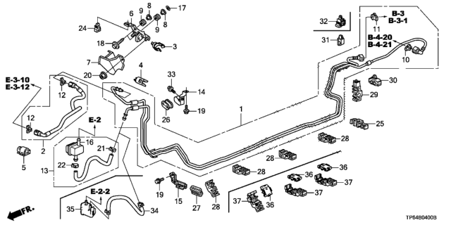 2015 Honda Crosstour Rubber B, Fuel Pipe Insulator Diagram for 91595-TP6-A10