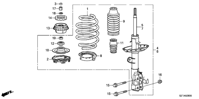 2013 Honda CR-Z Shock Absorber Assembly, Right Front Diagram for 51610-SZT-A81