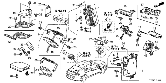 2010 Honda Crosstour Box Assembly, Driver Fuse Diagram for 38200-TP6-A11