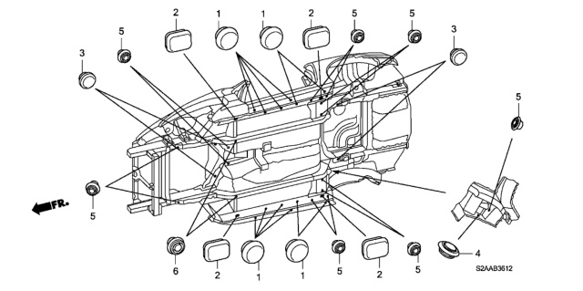2008 Honda S2000 Grommet (Lower) Diagram