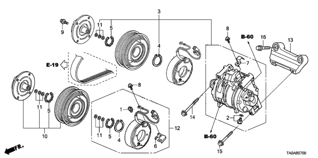 2012 Honda Accord A/C Compressor Diagram
