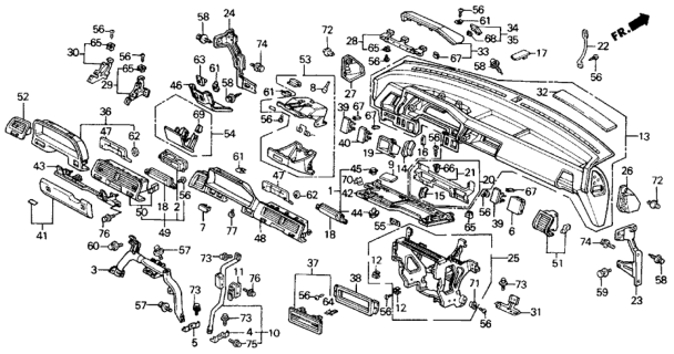 1990 Honda Civic Lid, L. Meter Visor *YR129L* (URBAN BROWN) Diagram for 77207-SH4-A00ZC