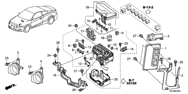 2012 Honda Accord Control Unit (Engine Room) (V6) Diagram