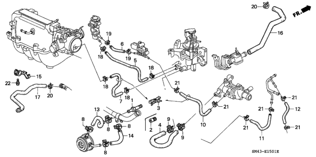 1990 Honda Accord Hose, Water Outlet Diagram for 79725-SM4-020