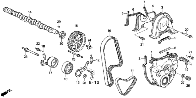 1996 Honda Prelude Seal, Timing Belt Rubber (Lower) Diagram for 11811-P0A-A00