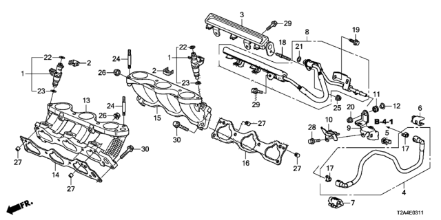 2016 Honda Accord Injector Assembly, Fuel Diagram for 16450-R71-L01