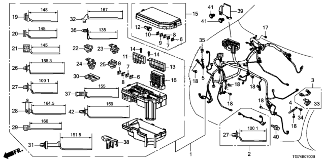 2016 Honda Pilot Wire Harness, R. Cabin Diagram for 32100-TG7-A70