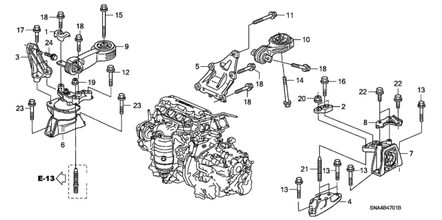 2006 Honda Civic Engine Mounts Diagram