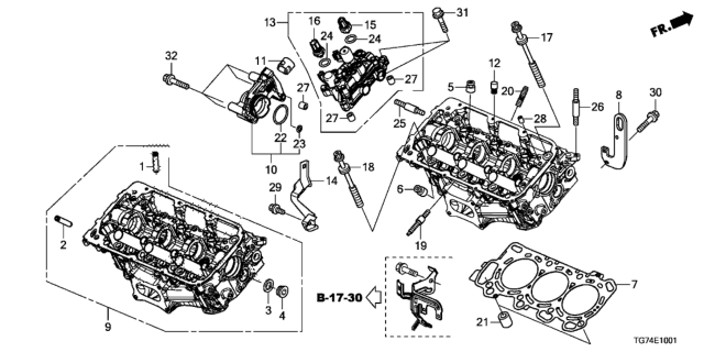 2016 Honda Pilot Rear Cylinder Head Diagram