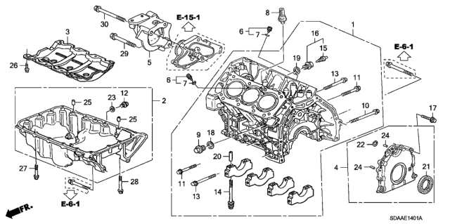2007 Honda Accord Cylinder Block - Oil Pan (V6) Diagram