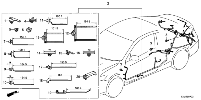 2017 Honda Accord Wire Harness, L. Side Diagram for 32160-T3L-A02