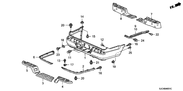 2010 Honda Ridgeline Spacer, L. RR. Bumper Diagram for 71586-SJC-A00