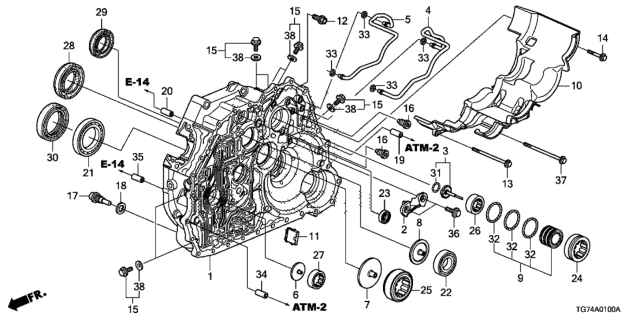 2016 Honda Pilot AT Torque Converter Case Diagram