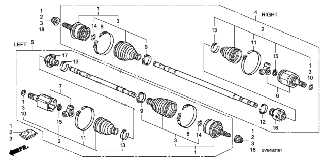 2010 Honda Civic Driveshaft Assembly, Passenger Side Diagram for 44305-SNE-A01