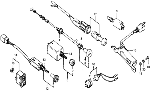 1976 Honda Accord Switch Assembly, Stop Diagram for 35350-671-013