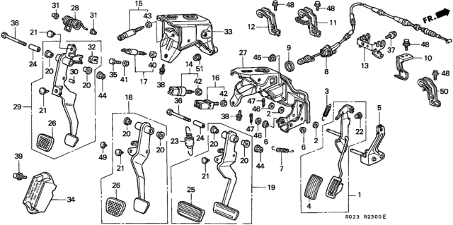 1997 Honda Civic Pedal Assy., Brake Diagram for 46500-S04-A50