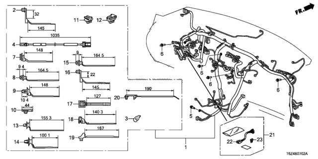2019 Honda Ridgeline Wire Harness, Instrument Diagram for 32117-T6Z-A11