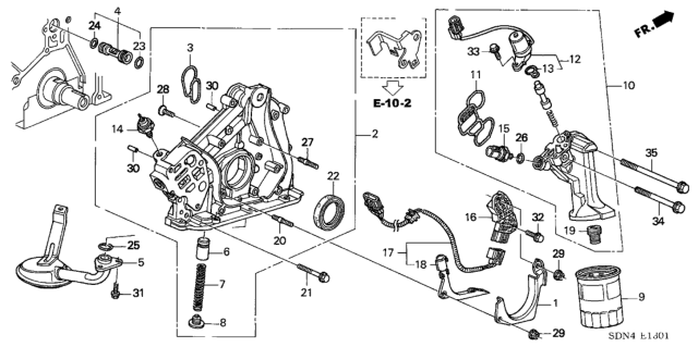 2003 Honda Accord Oil Pump (V6) Diagram