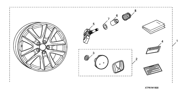 2014 Honda Crosstour Alloy Wheel (18" SBC) Diagram