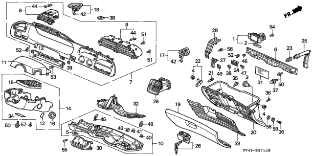1994 Honda Accord Outlet Sub-Assy., Center Duct *NH1L* (BLACK) Diagram for 77202-SV4-A01ZA