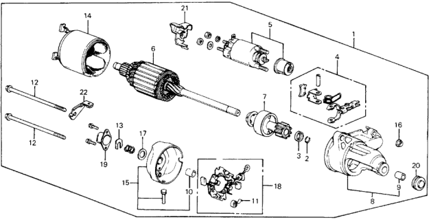1990 Honda Civic Starter Motor (Denso) Diagram