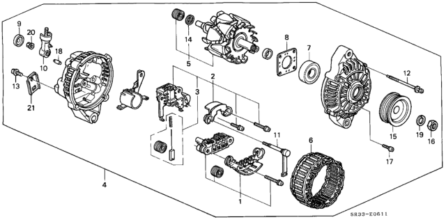1993 Honda Civic Regulator Set Diagram for 04314-P08-014