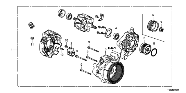2016 Honda Civic Alternator (Denso) (2.0L) Diagram