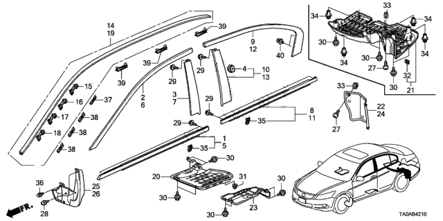 2012 Honda Accord Molding Assy,L RR Do Diagram for 72950-TA0-A02