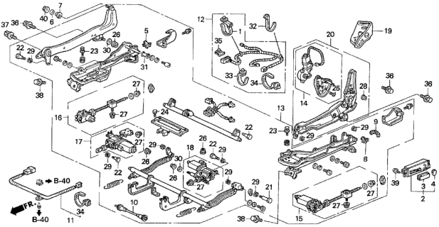 1995 Honda Accord Motor Assembly, Driver Side Slide Diagram for 81514-SM4-G52