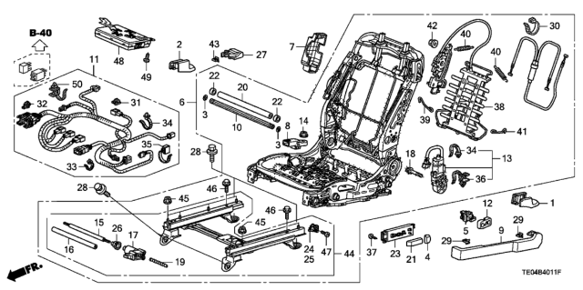 2011 Honda Accord Front Seat Components (Driver Side) (Power Height) Diagram