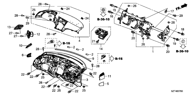 2012 Honda CR-Z Instrument Panel Diagram