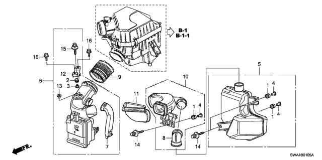2008 Honda CR-V Tube, Resonator Diagram for 17237-RZA-000