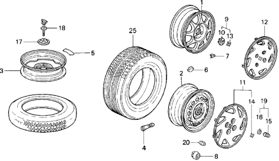 1993 Honda Civic Trim, Wheel (14X5J) Diagram for 44733-SR3-505