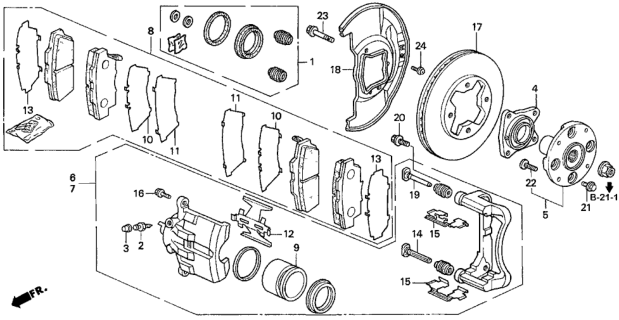 1997 Honda Accord Caliper Set, FR. Diagram for 01463-S87-A00