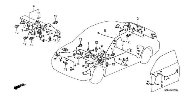 2002 Honda Civic Wire Harness, Floor Diagram for 32107-S5P-A50