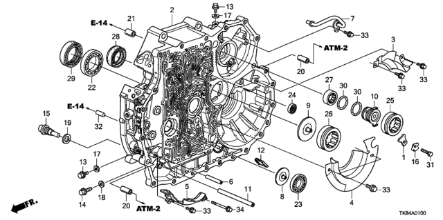 2013 Honda Odyssey AT Torque Converter Case Diagram