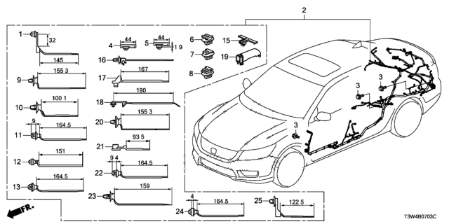 2015 Honda Accord Hybrid Wire Harness, L. Side Diagram for 32160-T3W-A01