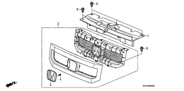 2010 Honda Element Grille Assembly, Front (Polished Metal Metallic) Diagram for 75100-SCV-A51ZC