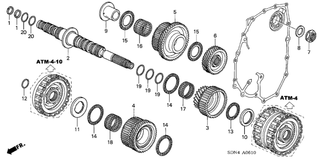 2004 Honda Accord Gear, Secondary Shaft Second Diagram for 23431-RCL-000